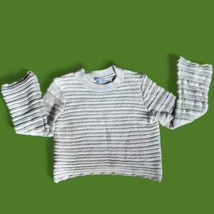 Ophelia Roe Women's White and beige/grey texture ribbed sweater